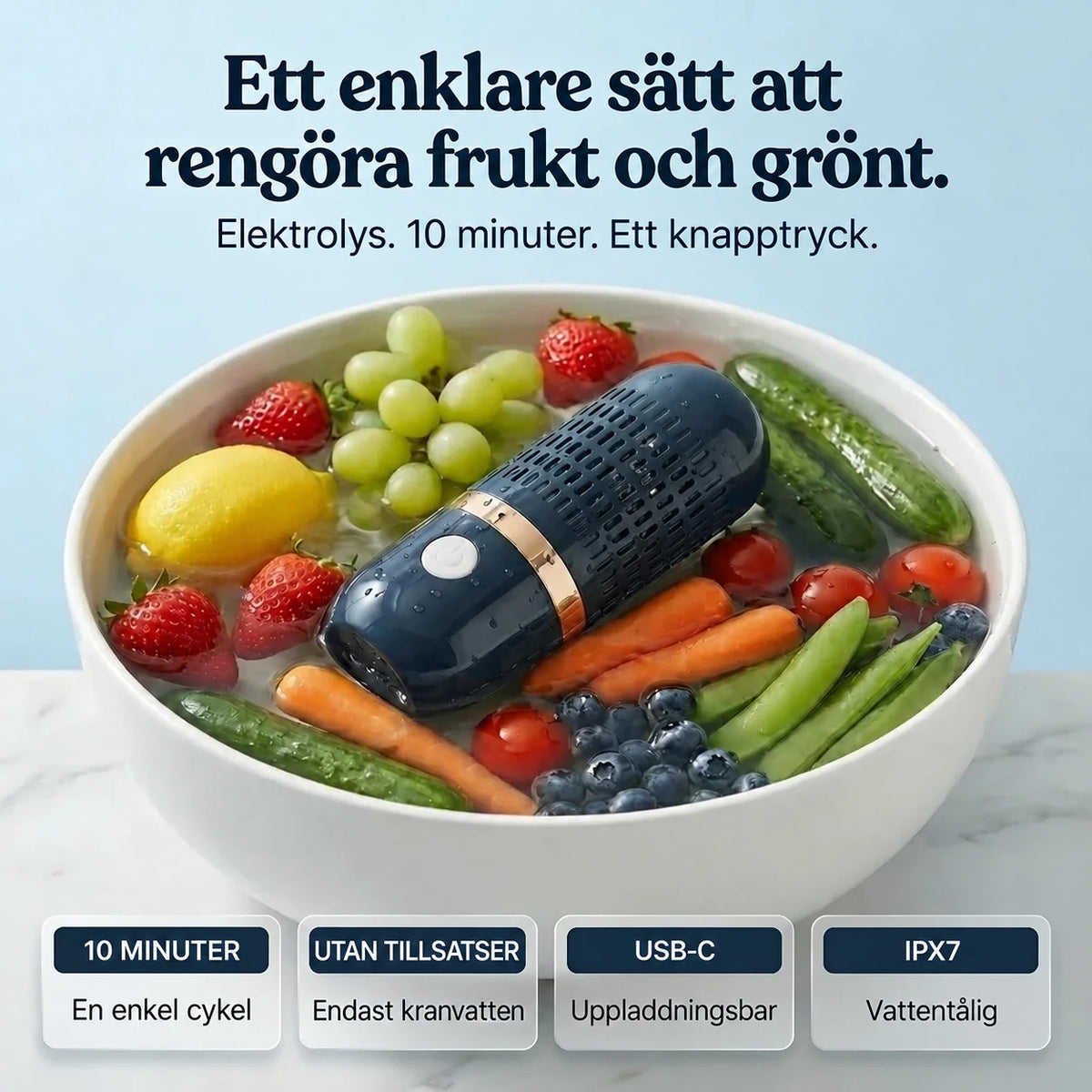 FreshBar rengör frukt och grönt med en 10-minuterscykel
