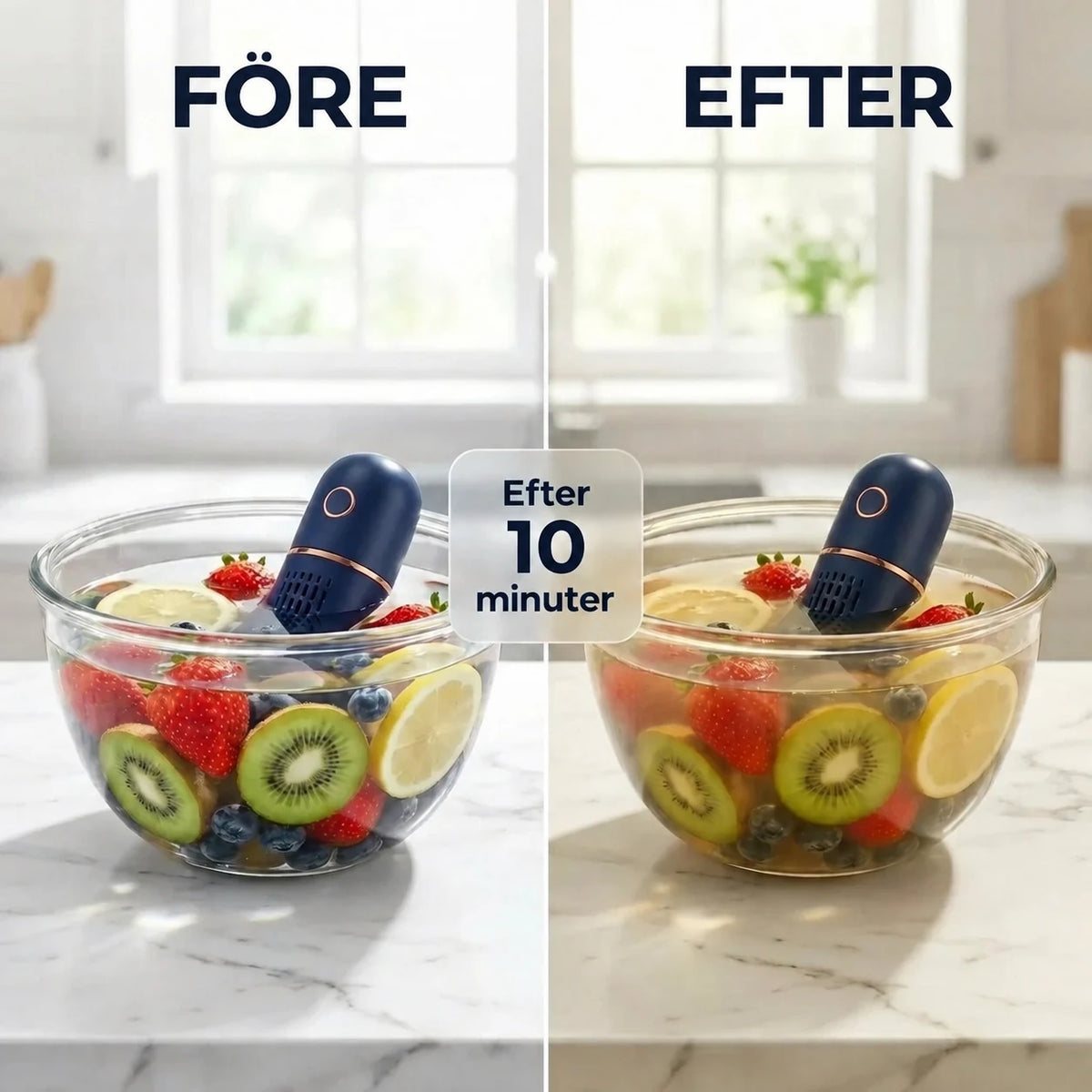 FreshBar före och efter en 10-minuterscykel